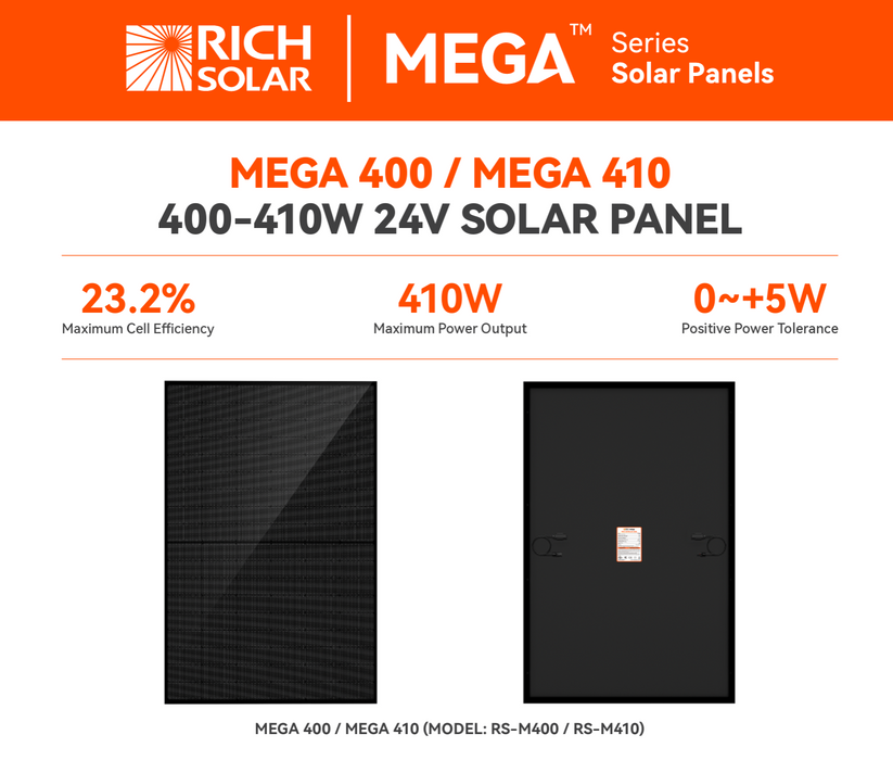 Rich Solar MEGA 400 Watt Monocrystalline Solar Panel + Choose Your Custom Package