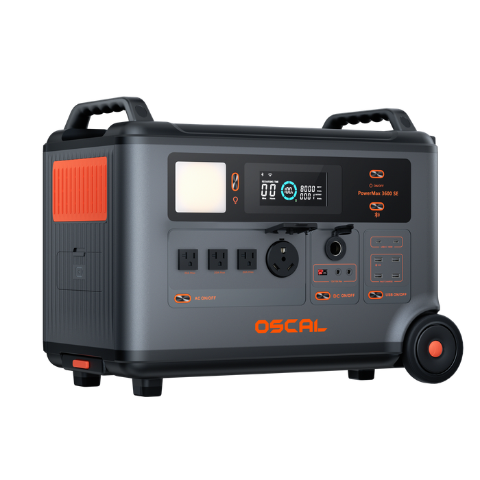 Oscal PowerMax3600SE | 3600W Portable Power Station with 3600Wh Battery Capacity and 2400W Solar Input
