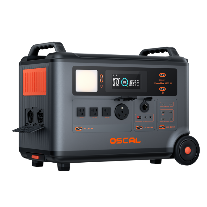 Oscal PowerMax3600SE | 3600W Portable Power Station with 3600Wh Battery Capacity and 2400W Solar Input