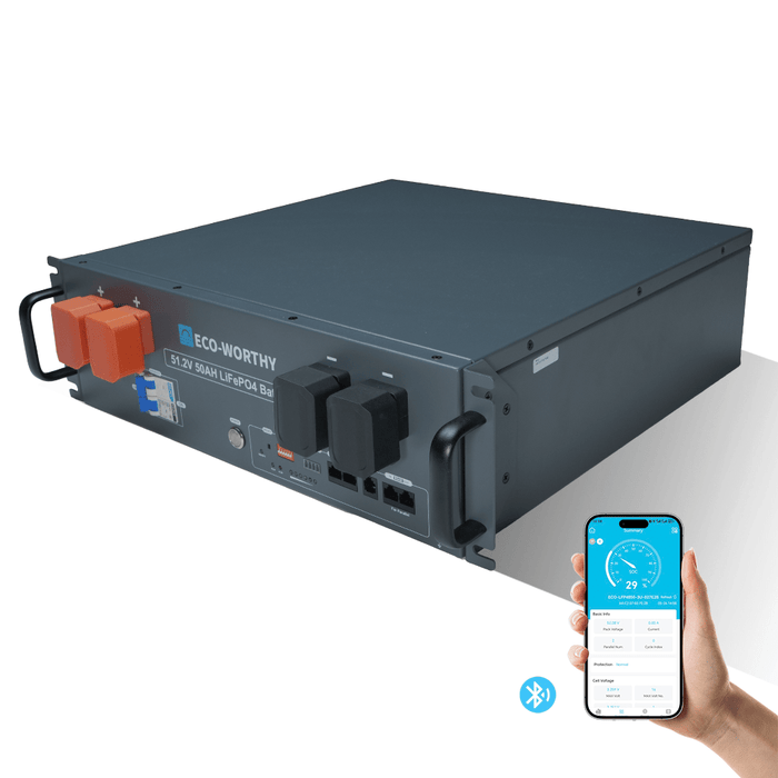 ECO-WORTHY 48V(51.2V) 50Ah 2.56kWh 3U Server Rack Lithium Battery