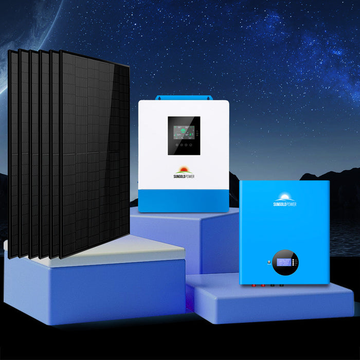 Sungold Power OFF-GRID Solar Kit 5000W 48VDC 120V 10.24KWH Powerwall Lithium Battery 6 X 370W Solar Panels SGM-5K10M