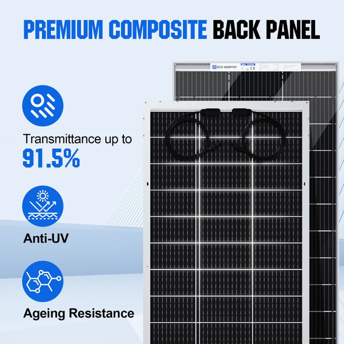 ECO-WORTHY Bifacial 195W 12V Monocrystalline Solar Panel