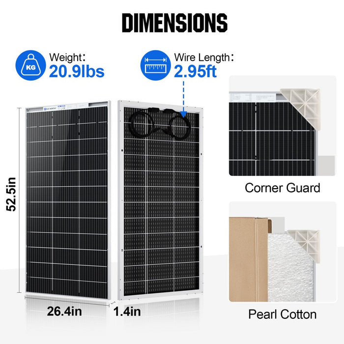 ECO-WORTHY Bifacial 195W 12V Monocrystalline Solar Panel