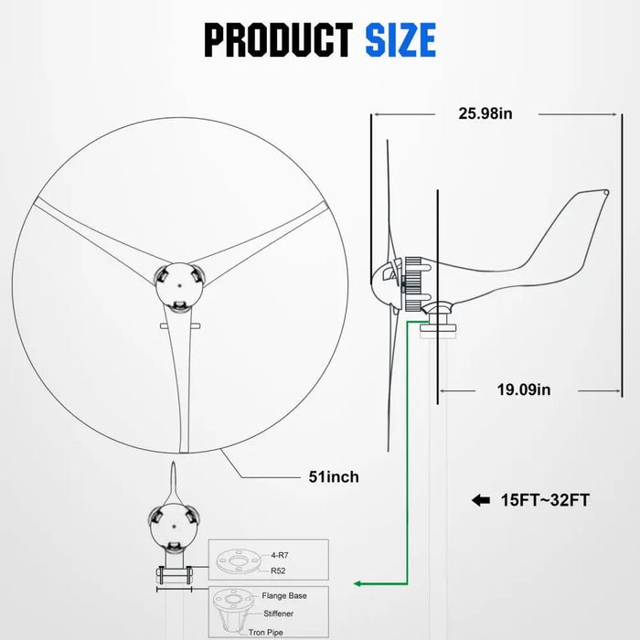 Eco-Worthy 400W 12V/24V Wind Turbine Generator With 40A Hybrid Controller Eco-Worthy